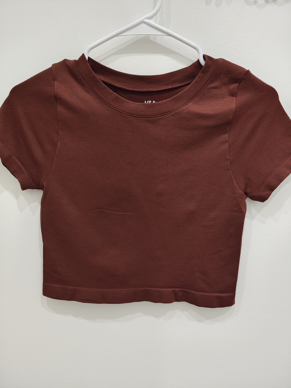 Liz & Sara Women's Crop Tee in Deep Brown